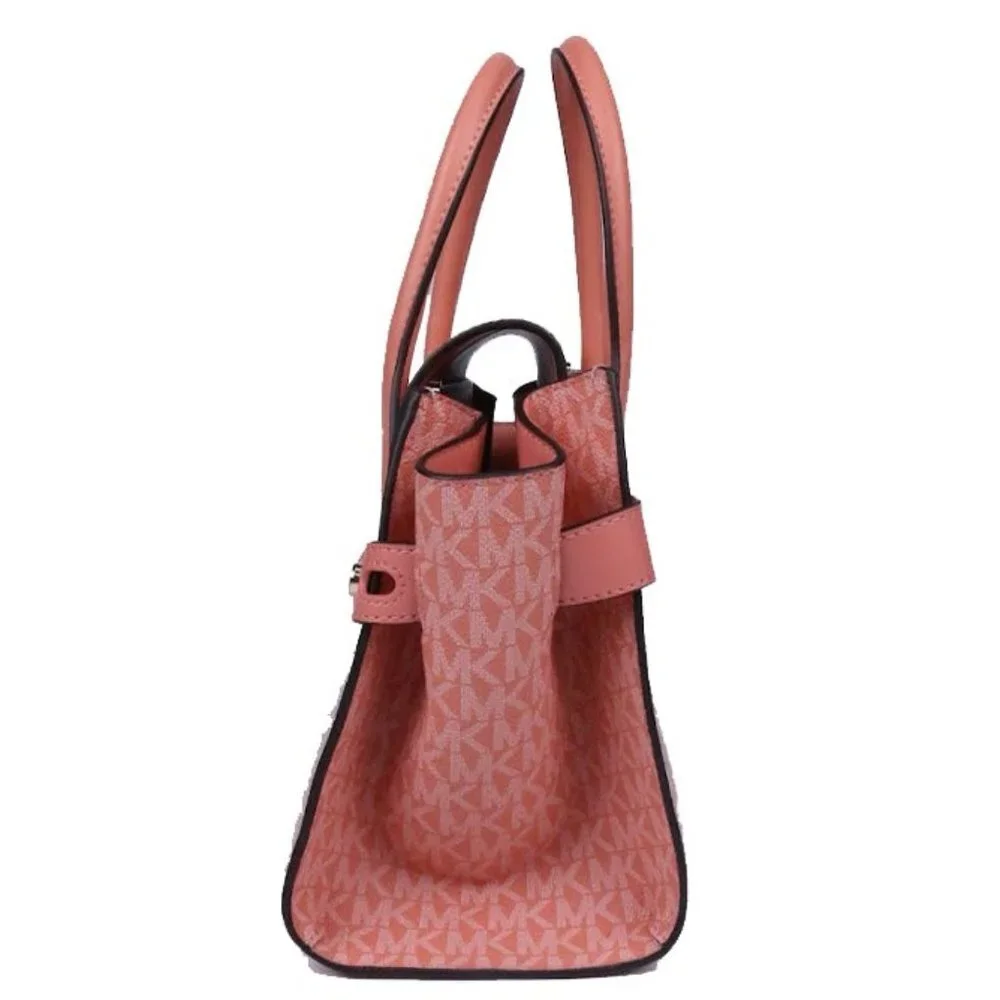 Michael Kors Carmen Medium Color-Block Logo Flap Satchel Sherbert